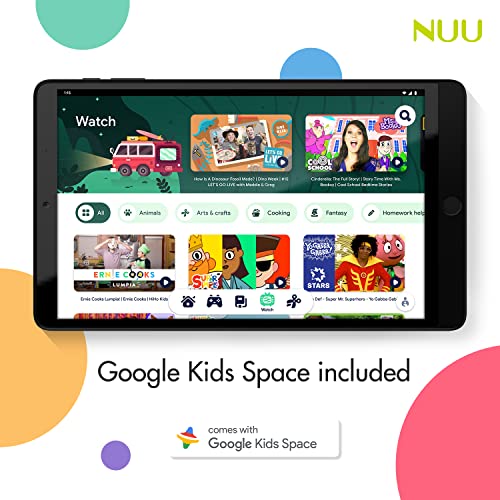 Nuu Tab 10 4G Lte Unlocked Android Tablet | 10.1” Display | 6000Mah Battery | 32Gb+3Gb Ram Support 1Tb Microsd | Nfc | Android 11 | Compatible With Verizon & T-Mobile | Pre-Installed Google Kids Space #TOP1