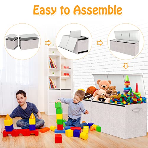 Pasanba Toy Box Chest, Collapsible Large Toy Box With Lid And Handles, Toy Storage Organizer For Boys, Girls, Nursery, Play Room, Bedroom, Home Organization, 40.2 * 15.7 * 13.9 In,150L(Grey) #TOP1
