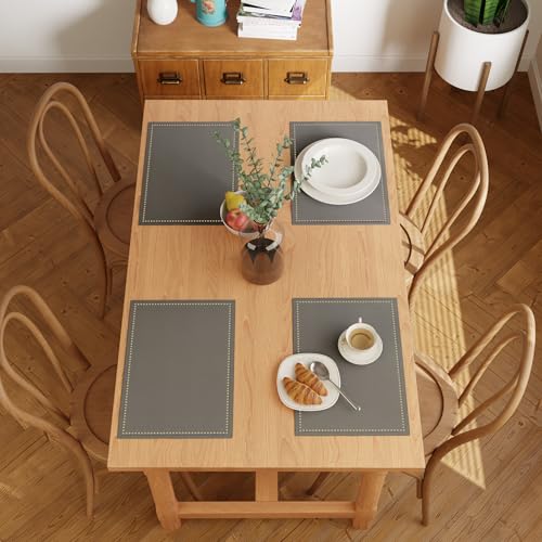 Set de table gris lavable en machine coton rectangulaire lot de 4