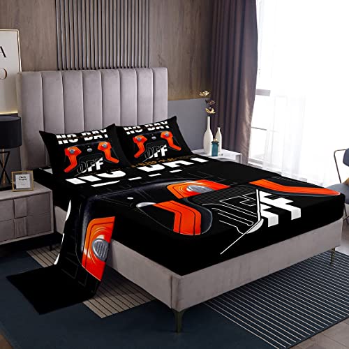Gaming Bedding Sheet for Girls Boys Children Gamer Gamepad Bedding Set Video Game Game Controller Bed Sheets Room Decor Game Room Decor Red Black Bed Sheet Set Queen Size 4Pcs