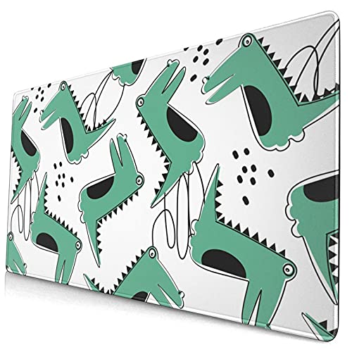 DADABULIU マウスパッド 大型 ゲーミング ワニ 鰐柄 緑 キュート 子供絵 背景 動物柄 マウスマット デスクマット 特大 おおきい キーボードパッド ゴム底 光学式 マウス対応 滑り止め 耐久性 良い おしゃれ かわいい 防水 サイバーカフェ