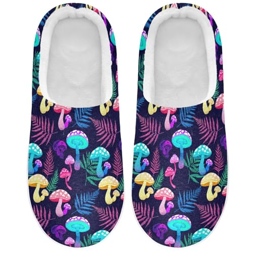 Mushroom Plant Blue Mens Womens Slippers Cozy Memory Foam Slippers Slip On Warm House Shoes for Indoor Outdoor Size 16/17 2303089