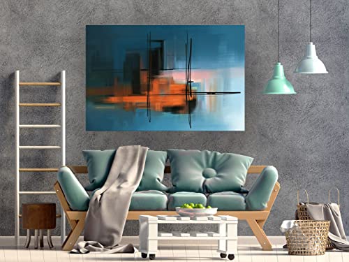 Muolunna Bk3569 Canvas Prints Colorful Abstract Painting Wall Art Modern Art On Blue Background Stretched And Framed Ready To Hang For Living Room Bedroom And Office Home Kitchen Artwork 24X36Inch #TOP4
