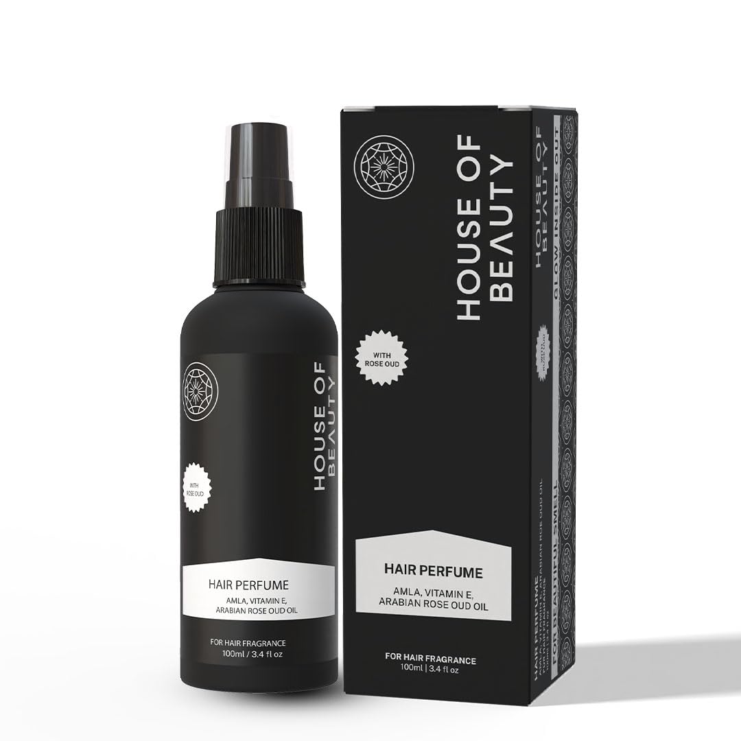 HOUSE OF BEAUTY Hair Rose Spray Perfume With Arabian Oud | Enriched With Amla, Bhringraj Extract & Vitamin E | Unisex | All Hair Types (100Ml)