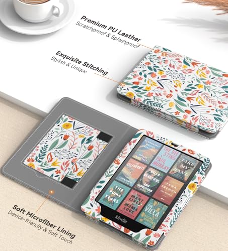 Image of MoKo Magnetic Case for 7 inch /6.8 inch Kindle Paperwhite 12th /11th Gen, Flowers