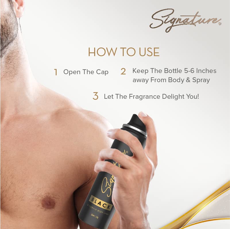 Image of Signature Black Deodorant Body Spray - 50 ml| For Men & Women| Elegant & Distinctive Fragrance|Long Lasting |Fights body odour|Skin Friendly Deo|Everyday Use|Pack of 1