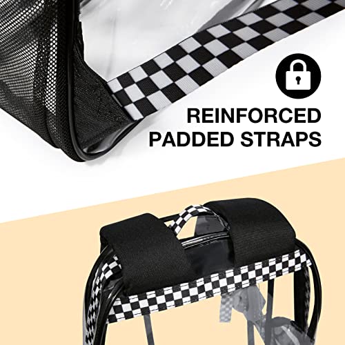 Light Flight Large Clear Backpack With Reinforced Padded Straps Heavy Duty Pvc Transparent Backpack See Through Bookbags For Work,Travel, Black #TOP4