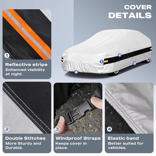 Image of 10 Layers Car Cover Custom Fit for Chevrolet Corvette (1980-2019) C3,C4,C5,C6,C7, Waterproof All Weather for Automobiles, Outdoor Full Cover Sun Dust Protection with Cotton. Silver