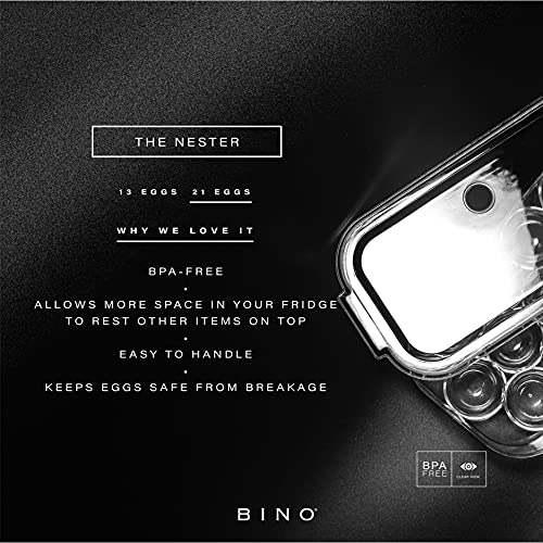 Bino | Plastic Egg Holder For Refrigerator, 21 Egg | The Nester Collection | Built-In Handle | Bpa-Free | Egg Storage Container For Refrigerator | Egg Container For Refrigerator | Egg Organizer #TOP1