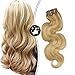 Produktbild Moresoo 100% Remy Gewellt Echthaar Haarfarbe Clip in Remy Extensions Goldenbraun mit Bleichen Blond Gesträhnt/#12/613 Ombre Tressen Extensions Echthaar 12 Zoll 7pcs 120gram