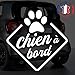 Sticker chien à bord pour voiture Chien à Bord Patte 15 cm Blanc - Anakiss