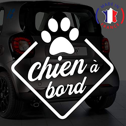 Sticker chien à bord pour voiture Chien à Bord Patte 15 cm Blanc - Anakiss