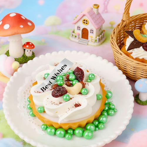 Image of Green Pearl Sprinkles for Cake Decorating, 4 Sizes Sugar 130g /4.6oz, Cupcake, Ice Cream, Donuts, Macaron Toppings Supplies (2mm, 4mm, 7mm, 1cm)