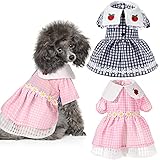2 Pieces Small Dog Dress Mesh Pet Summer Dress Cute Puppy Princess Dress Dog Printed Skirt Dog Girl...
