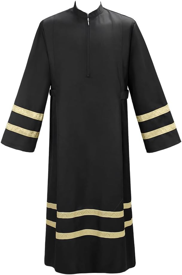 MYAYD Black Men's Priest Robe Cassock Church Robe Choir Minister Clergy Pulpit Liturgical Costume