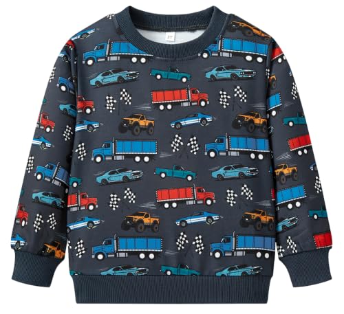 Image of Akyzic Boys Sweatshirts Cotton Long Sleeve Crewneck Pullover Toddler Kids Winter Warm Shirt Sweater Tops 3t-8t