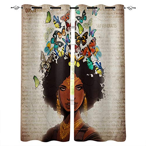MXYHDZ Rideaux Occultant Chambre - Rétro Fille Animal Papillon Cover