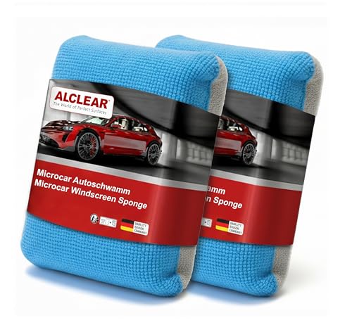 ALCLEAR 950014_2 Antibeschlagschwamm 2er Set 13x10x3 5 cm Ultra-Mikrofaser Schwamm gegen Beschlagene Autoscheiben für Windschutzscheibe Seitenscheiben & Spiegel. Auto Innenraum trocken halten