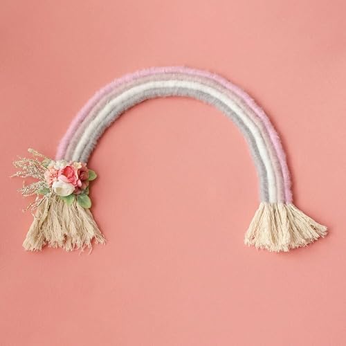 Miniatura 3 de Accesorio de fotografía para bebé recién nacido, decoración para colgar en la pared, decoración bohemia macramé arco iris para colgar en la pared