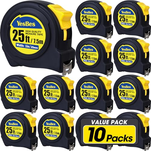 Tape Measure 25 ft, 10 Pack Bulk Easy Read Measuring Tape Retractable, Measurement Tape 25 FT by 1 in