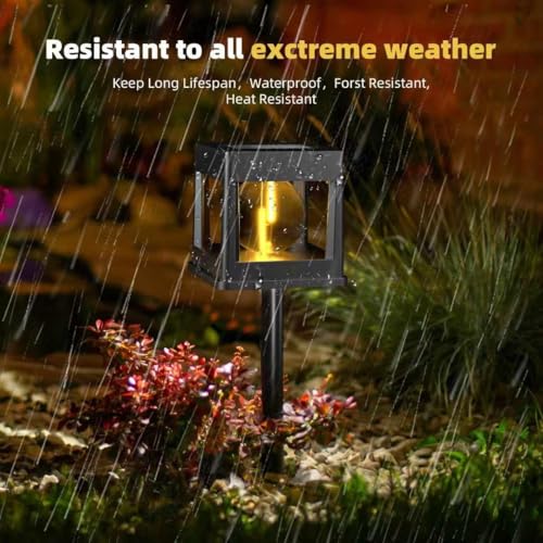 WIDEWINGS Solar Post Led Lights Outdoor, Solar Powered Fence Post Cap Lights, High Brightness Warm Yellow LED Lighting Decor for Garden Deck Patio (2)