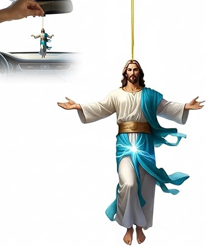 Miniatura 1 de Decoración retro 2D para colgar en el auto de Jesús, adorno de espejo acrílico para interior del automóvil, regalo de fe para cristianos, accesorios