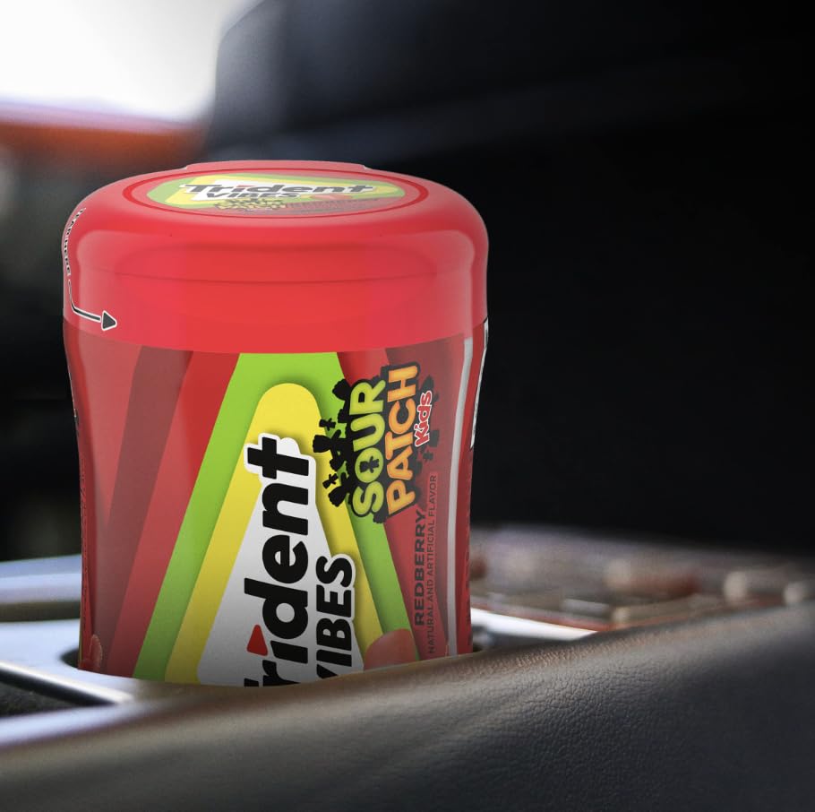 Miniatura 6 de Trident Vibes Sour Patch Kids Blue Redberry - Botella de goma de mascar sin azúcar, paquete de 2 unidades (80 unidades en total)