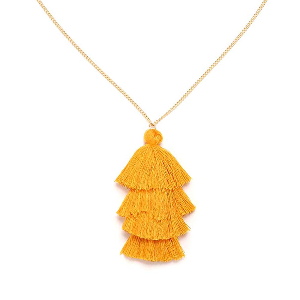 YOOEBohemia Multilayer Tassel Y Necklace. Silky Strand Thread Fringe Pendant Necklace, Layered Tassel Sweater Chain Necklace