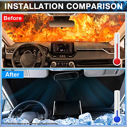 Image of Canvcle Windshield Flag Sun Shade Sun Visor Heat Shield for 2018-2026 Jeep Wrangler JL & 2 /4 Door 4XE & 2020-2026 Jeep Gladiator JT Thicken 3-Layer Keep Vehicle Cool Protect Your Car from Sun Heat