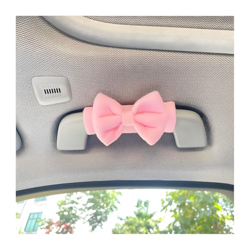 Sandfren Car Inside Roof Handle Cover, Cute Bow Anti-Scratch Vehicle Inner Front Rear Door Pull Handle Protector, Auto Interior Grip Gloves Decor Accessories, Universal for SUV RV Truck (Pink)
