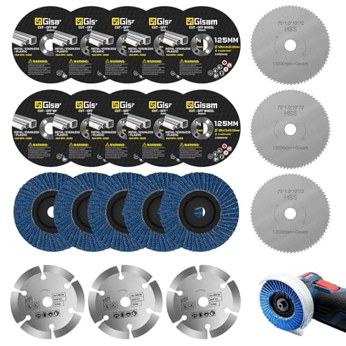 Gisam Disque Meuleuse & Disque à Lamelles 75mm, Alésage Ø 10mm, Set D'disques a Tronconner Professionnels pour Mini Meuleuses D'angle Sans Fil Ø 76mm
