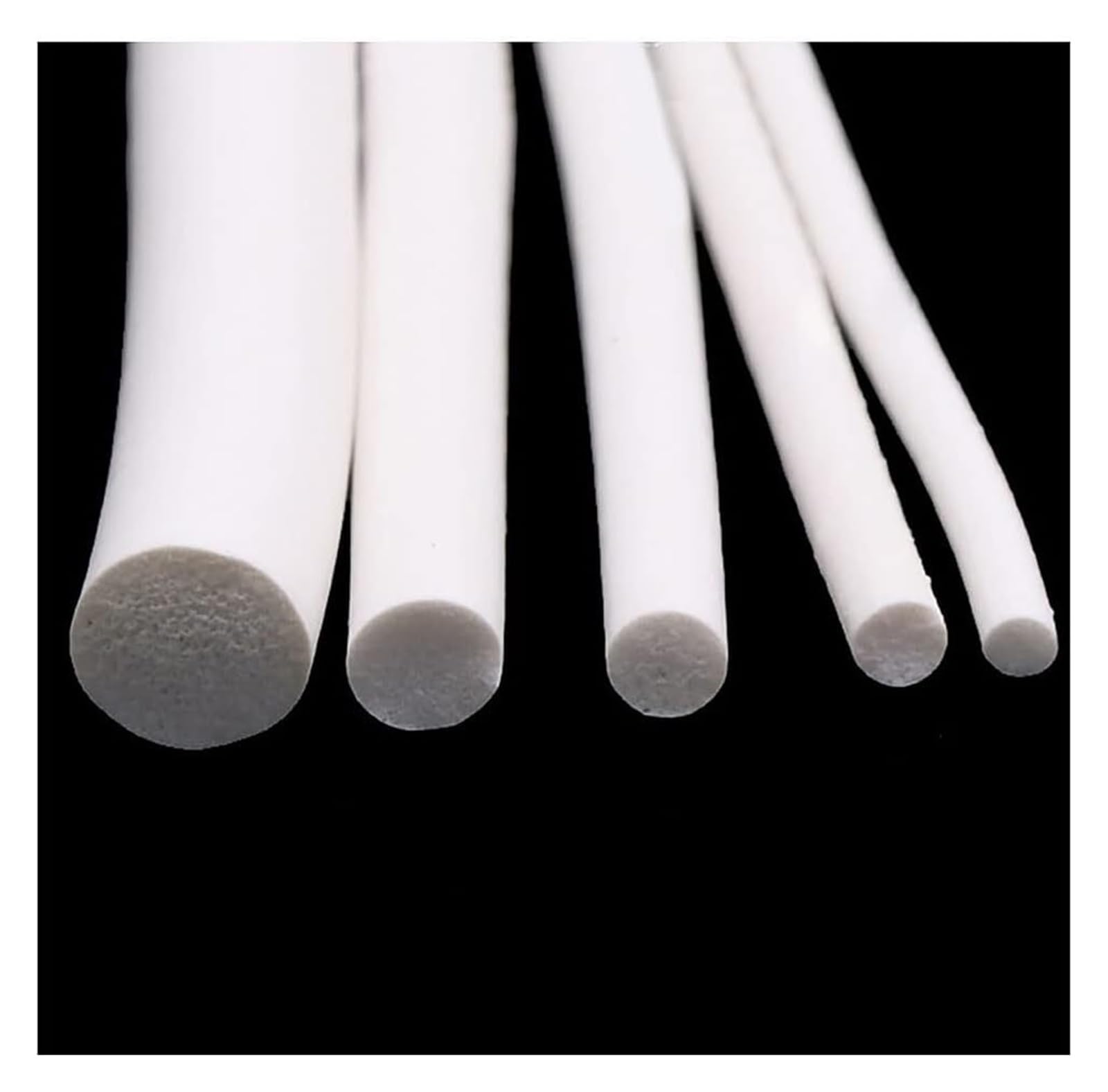 Silicone rubber sponge strip， 1MM -25MM White Sealing Strips, Closed-Cell Circular Foam Support Rod Seal(3.5mm 5M)