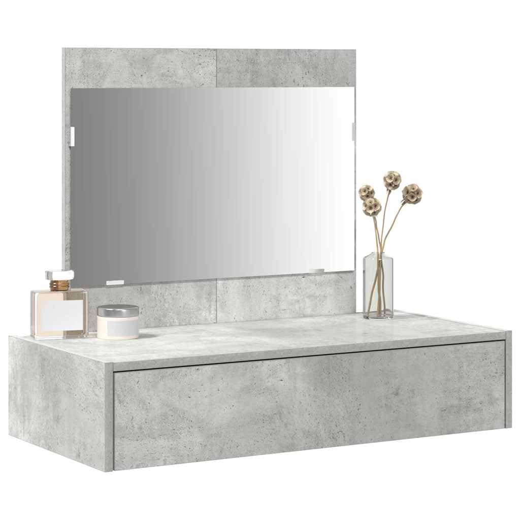 Schminktisch mit Schubladen Grau 83 x 40 x 70 cm Holzwerkstoff moderner Kosmetiktisch mit Spiegel Stauraum für Schlafzimmer und Bad praktische Makeup Kommode Organizer