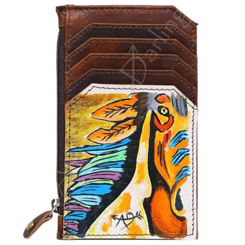 Ameran Darling Women's Card Holder Hnad Painted Full Grain Genuine Leather Handbag and Ladies Purse