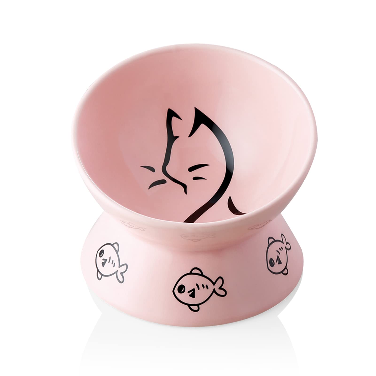 Sweejar Home Raised Cat Bowl, Ceramic Elevated Pet Bowl, Protects Cat's Spine