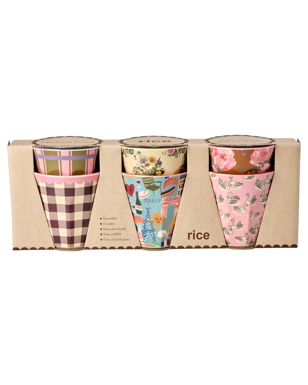 Rice Melamin Becher 6er Set bunt - Bon Vivant Design - Trinkbecher 250 ml