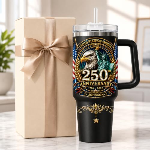 Image of Personalized 250th Anniversary Of America Tumbler - Custom Patriotic USA Flag 1776-2026 Gifts - US Eagle Freedom Tumbler 40oz A18 - American Flag Independence Celebration Gifts For Men, Women