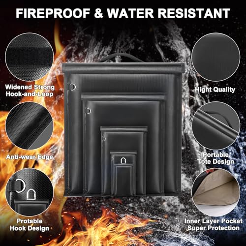 Image of 5 Pack Faraday Bags, Large Faraday Cage with Handle, Anti-Tracking Faraday Bag for Laptops & Tablets & Phones & Car Keys, Fireproof & Waterproof RFID Signal Blocker Bag
