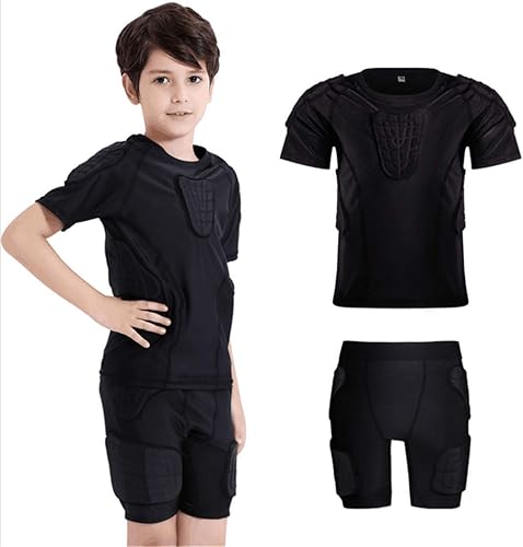 Miniatura 1 de Pantalones cortos de fútbol para niños con almohadillas, traje de entrenamiento protector para baloncesto, protector de pecho acanalado para jóvenes