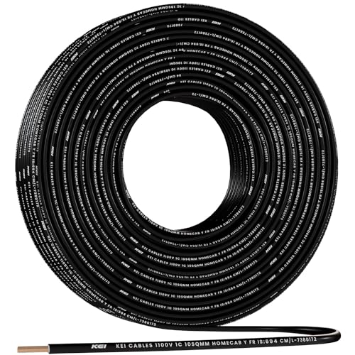 Image of KEI WIRES & CABLES Homecab 10 sqmm 1 Core Copper Flame Retardant House Wire PVC Insulated Cable for Domestic & Industrial Electrical Wiring (Black, 90 Meters)