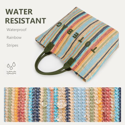 Bolso de playa de paja sintética para mujeres gran capacidad miniatura 4