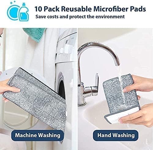 Image of Mop Heavy Quality Floor Mop with Bucket, Flexible Kitchen tap Flat Squeeze Cleaning Supplies 360 Flexible Head /2 Reusable Pads Clean Home Floor Mop Cleaners