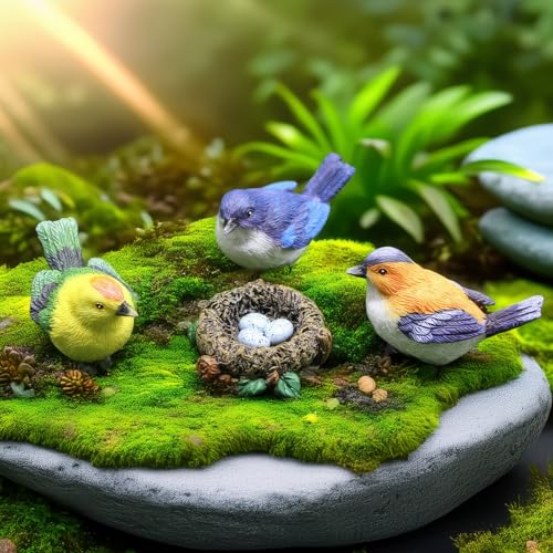 XRI XURUOYI 4pc Miniature Bird & Nest Set: 3...