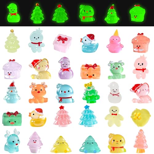 30 Stück Weihnachtsfiguren Klein Harz Mini Figuren Weihnachten Deko...