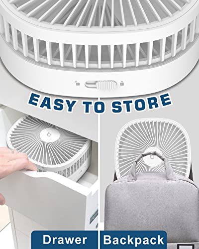 Image of Desk and Floor Fan, brocoon 12500 mAh Portable Folding Rechargeable Fan Adjustable Height 14.6 inch-40.2 inch, Automatic Oscillating Fan for Office Home Outdoor Camping Travel