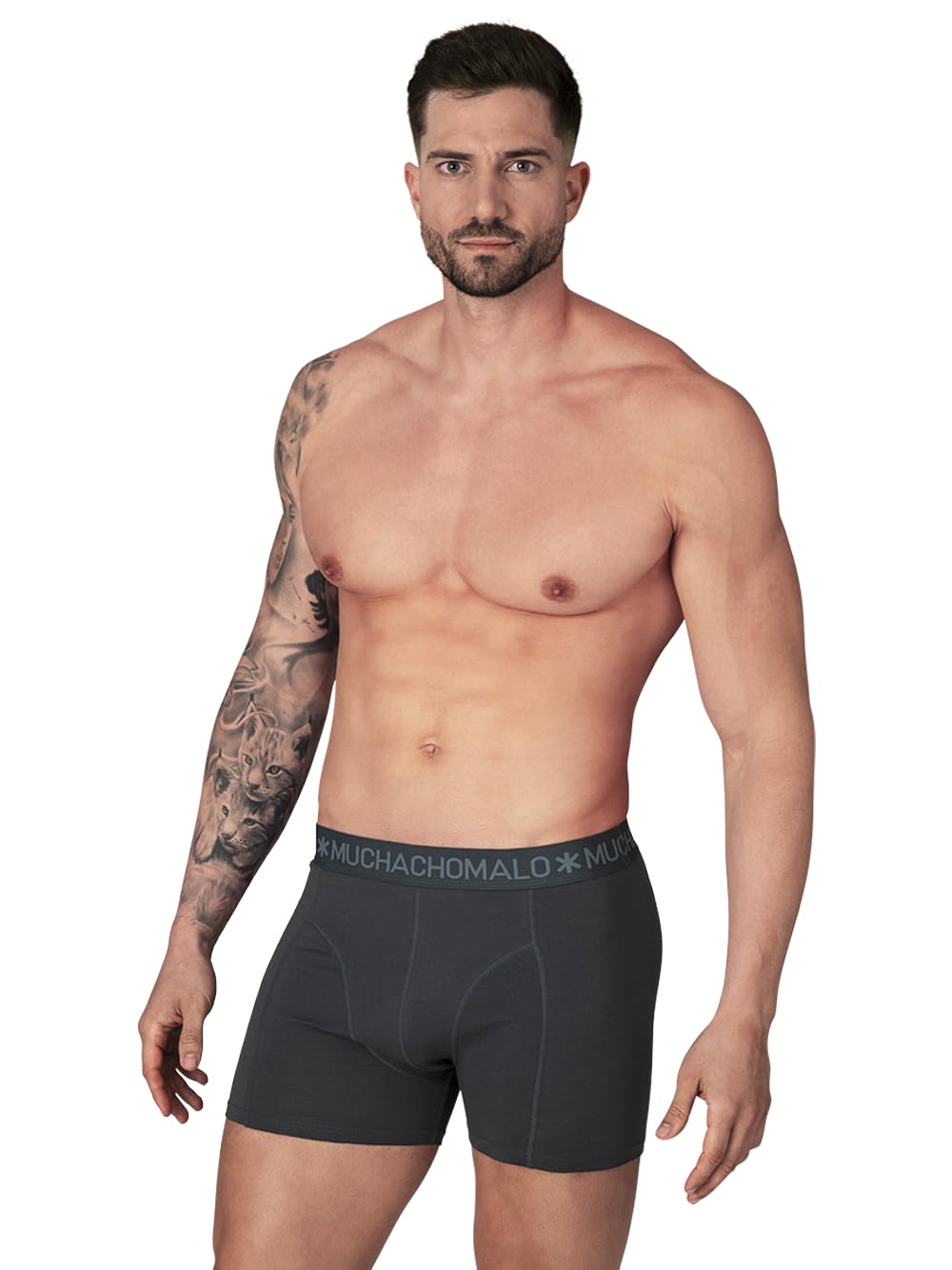Muchachomalo Uomo Boxer 10-Pack, Tinta Unita, Cotone, Fascia Elastica