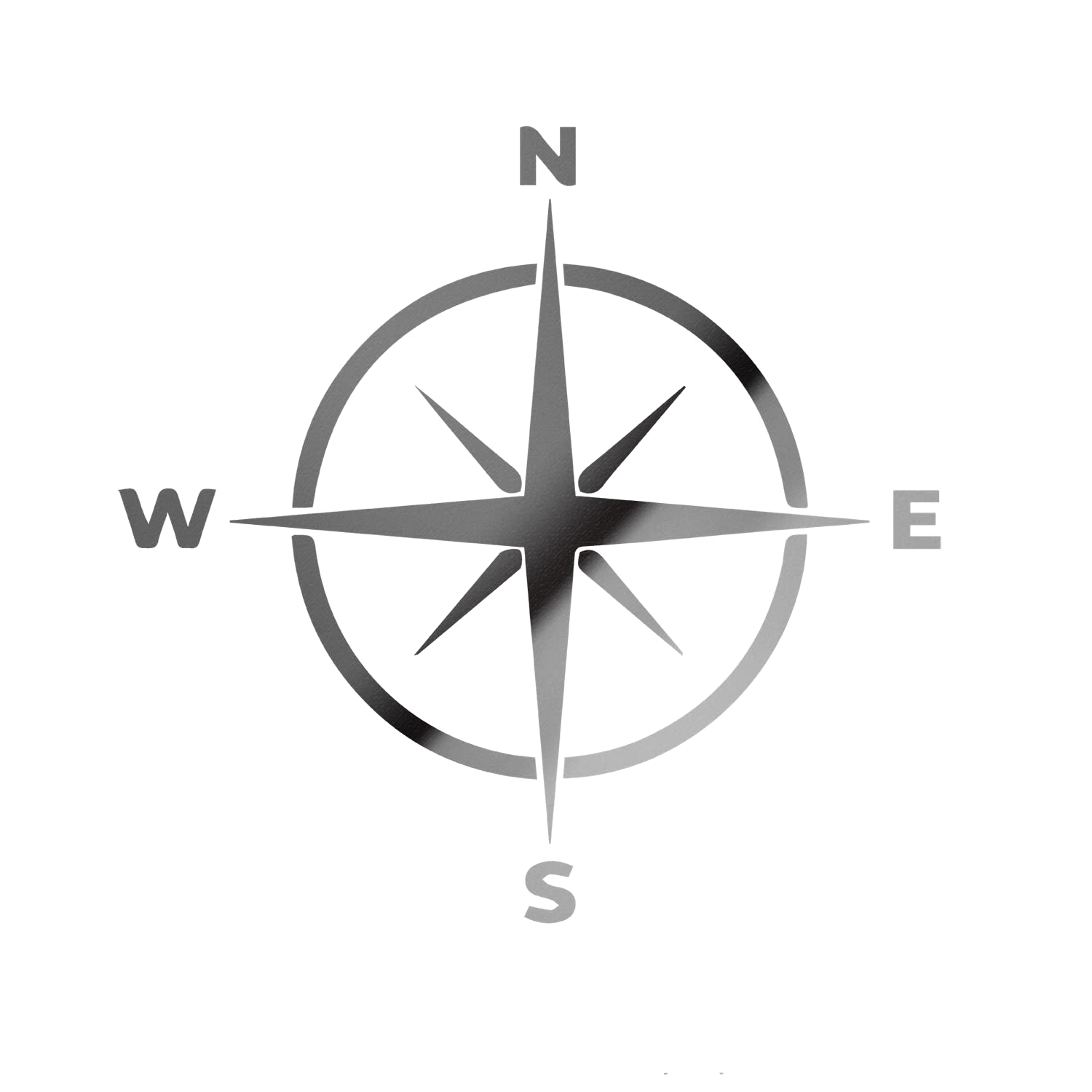 2 Pcs - Transparent Decal Stickers of Compass 3 (Metallic Silver) Premium Waterproof Vinyl Decal Stickers for Laptop Phone Accessory Helmet Car Window