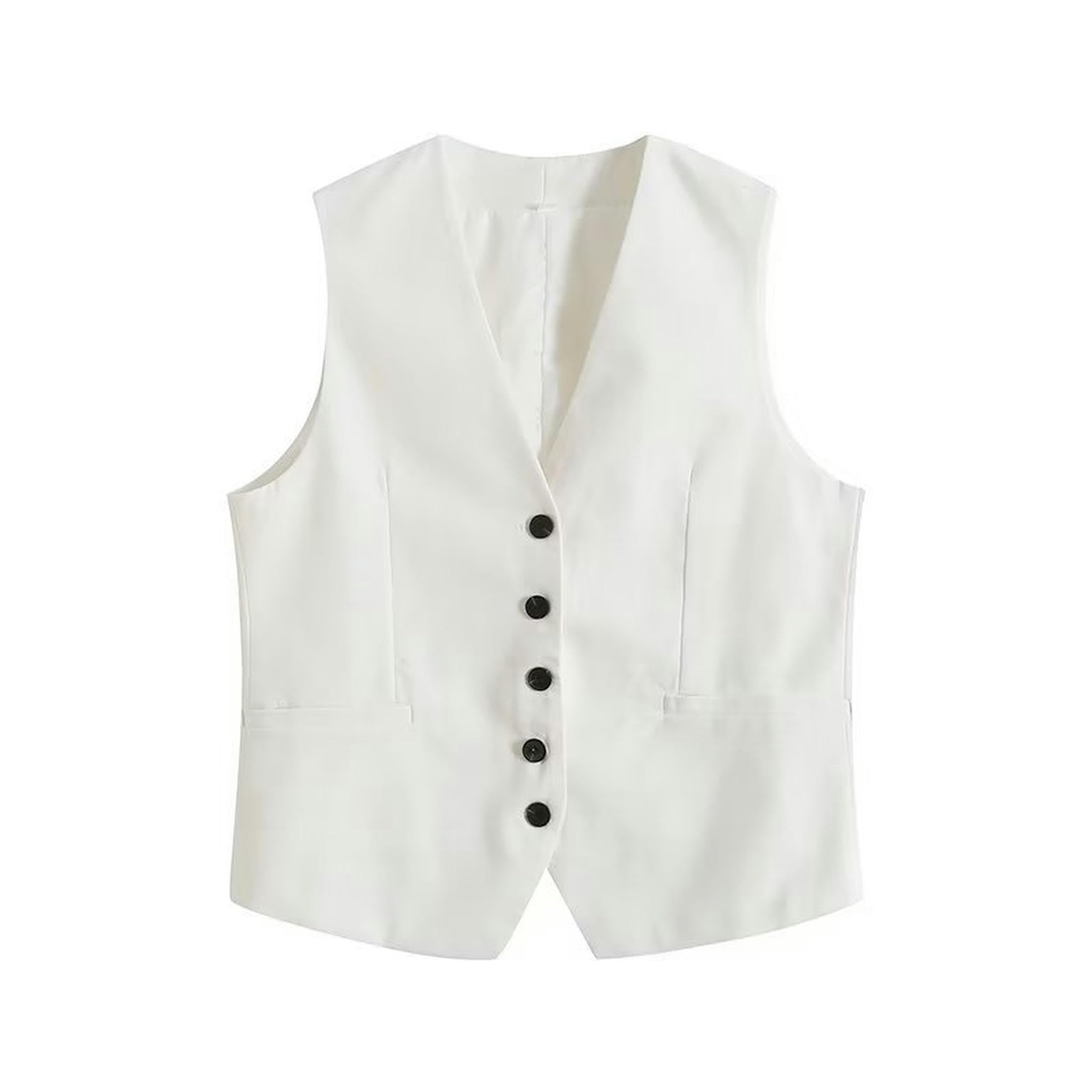 Ensemble gilet décontracté d'été en lin mélangé, gilet ample + short, costume blanc pour femme, A0-XL