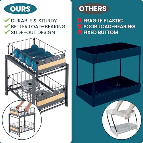 Image of TAILI Under Sink Organizer and Storage, 2 Tier Pull Out Cabinet Organizer Slide Out Sink Shelf for Kitchen Bathroom for Kitchen Bathroom Cabinet