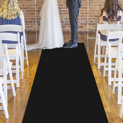 Black Carpet Aisle Runner for Wedding 2 x 15 ft Non-Woven Polyester Fabric Black Runway Rug for Awards Night Theme Proms Parties and Events